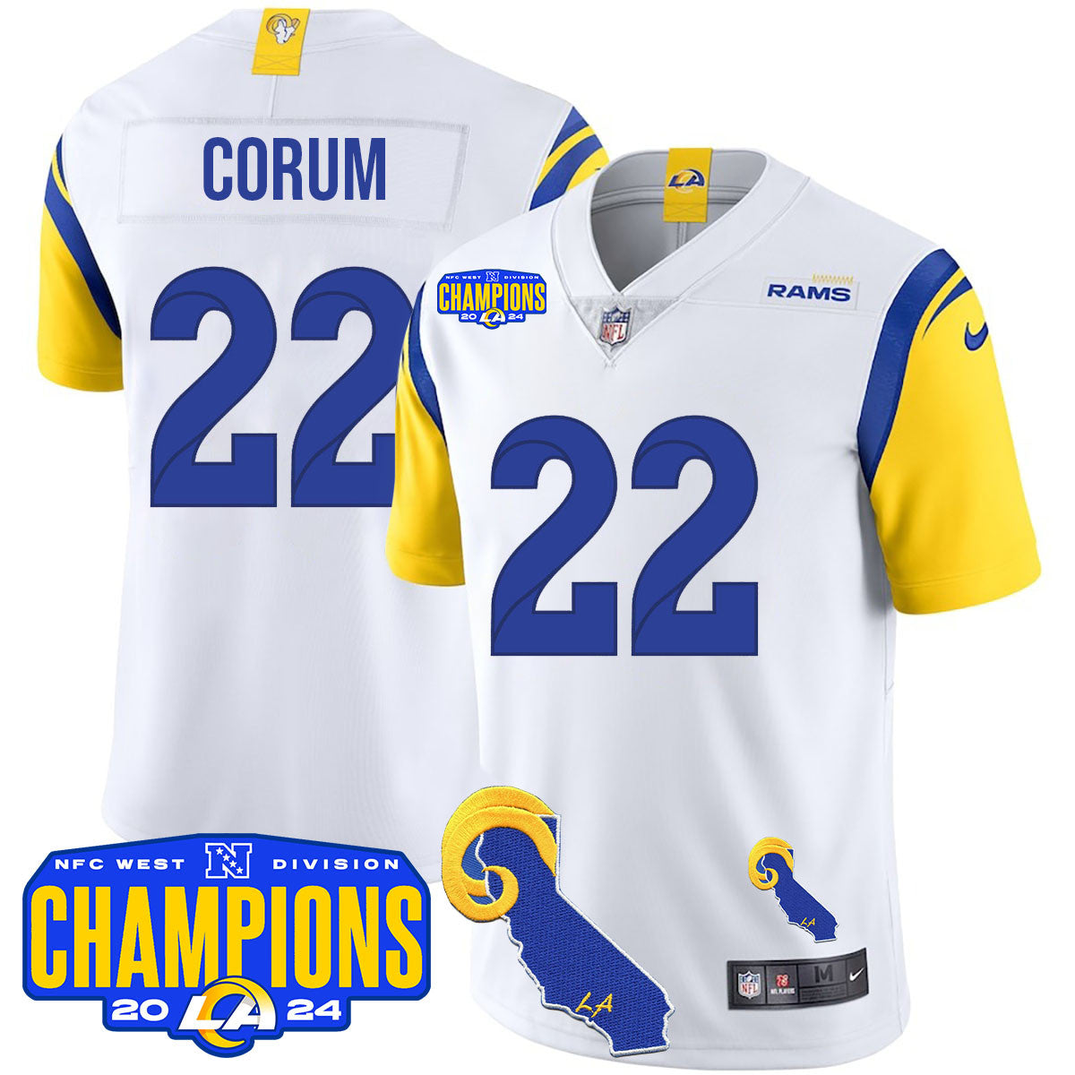 Los Angeles Rams 2024 NFC West Division Champions Jersey - All Stitched