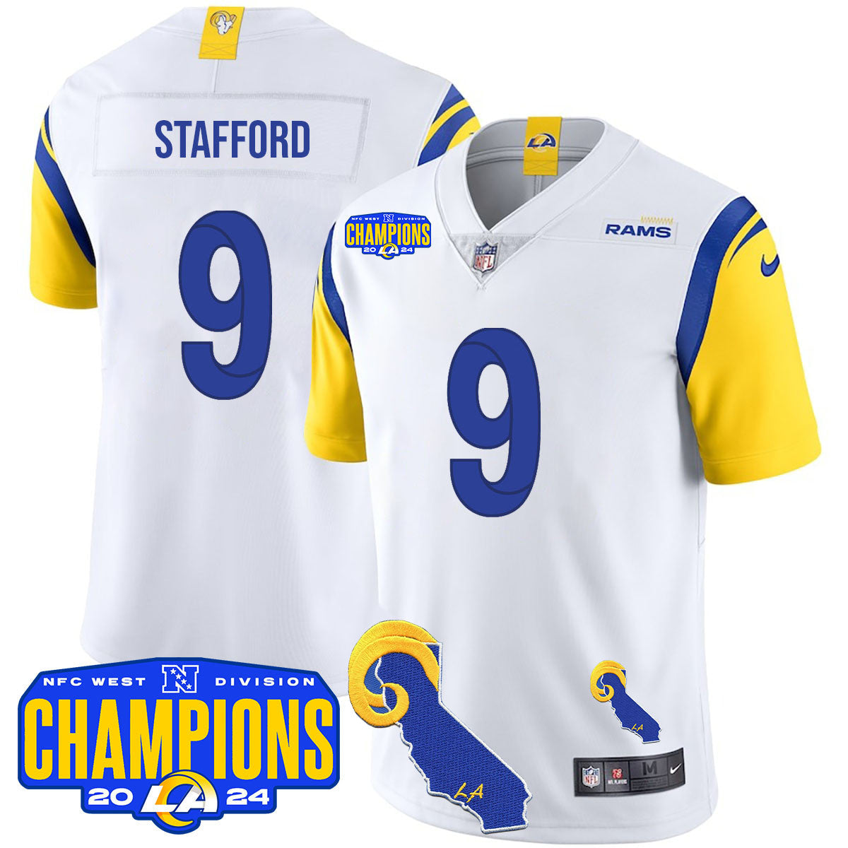 Los Angeles Rams 2024 NFC West Division Champions Jersey - All Stitched