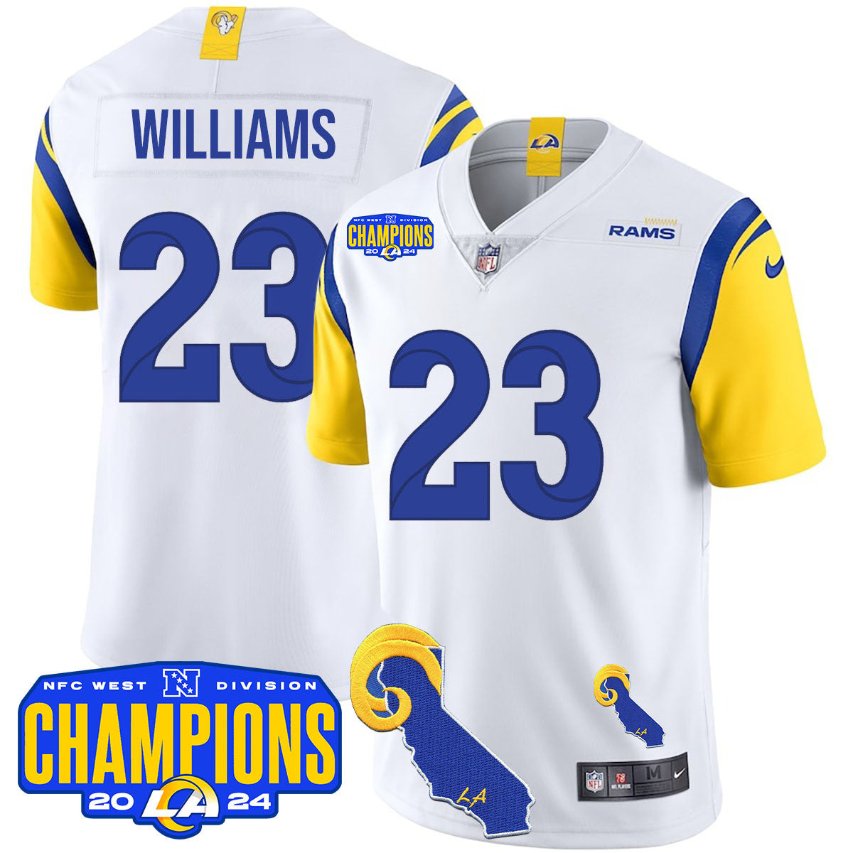 Los Angeles Rams 2024 NFC West Division Champions Jersey - All Stitched
