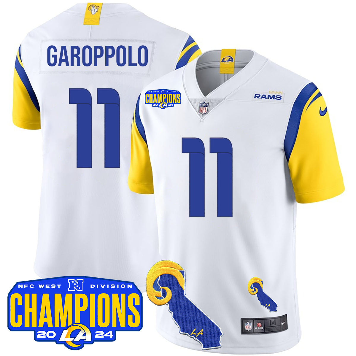 Los Angeles Rams 2024 NFC West Division Champions Jersey - All Stitched
