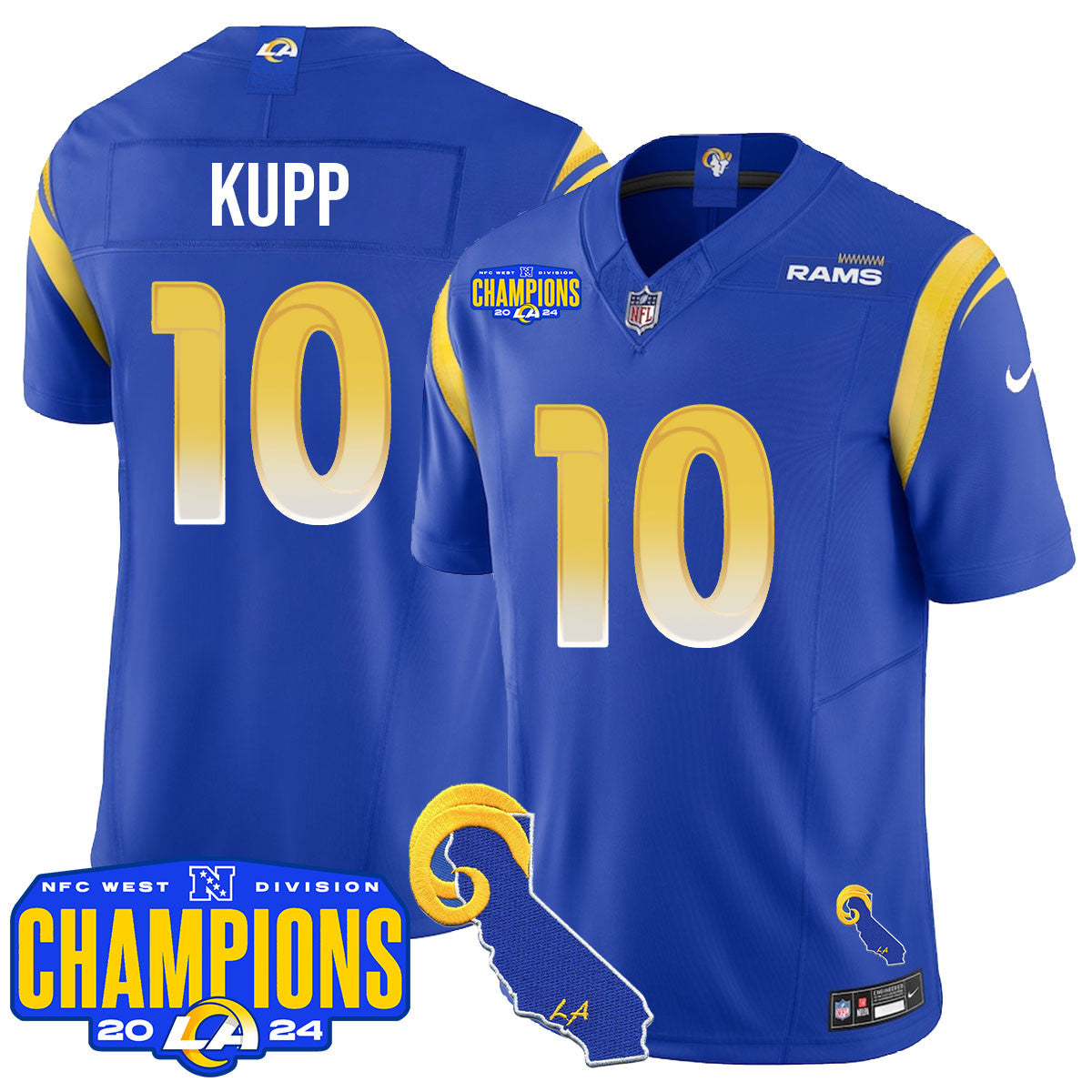 Los Angeles Rams 2024 NFC West Division Champions Jersey - All Stitched