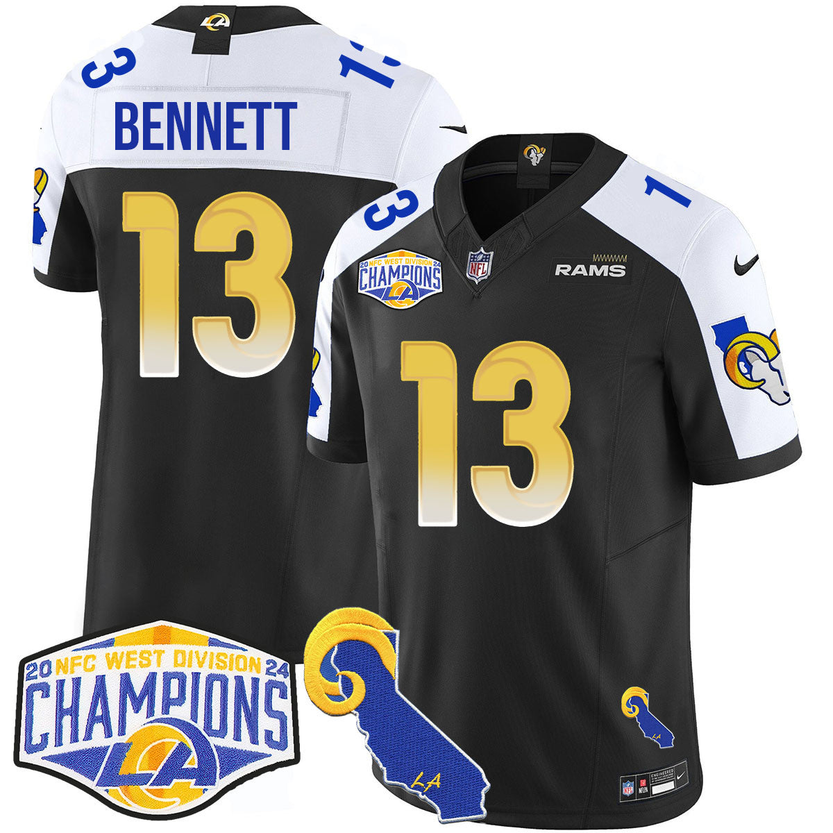 Los Angeles Rams 2024 NFC West Division Champions Jersey N1 - All Stitched