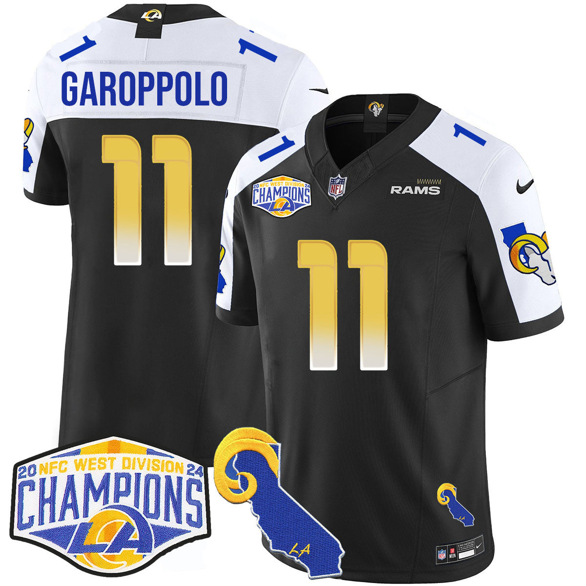 Los Angeles Rams 2024 NFC West Division Champions Jersey N1 - All Stitched