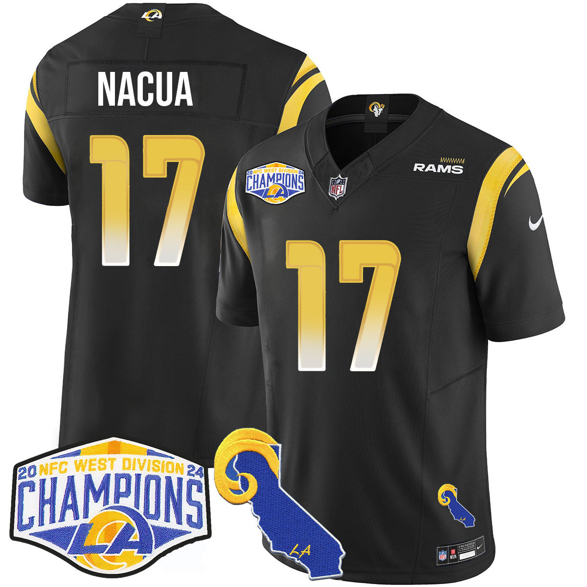 Los Angeles Rams 2024 NFC West Division Champions Jersey N1 - All Stitched