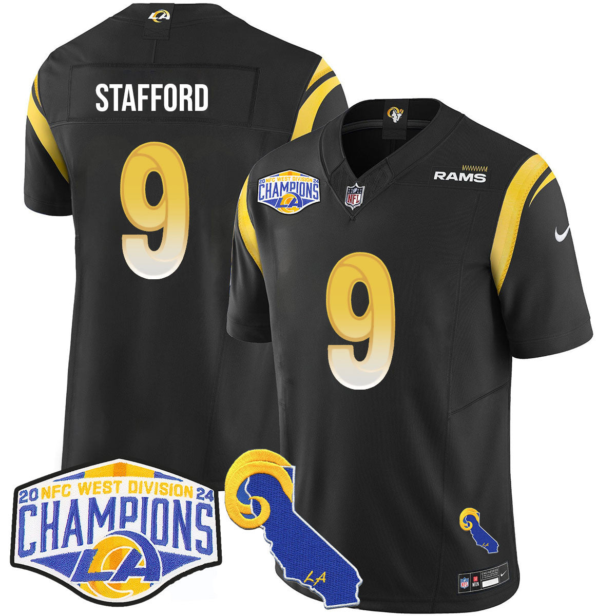 Los Angeles Rams 2024 NFC West Division Champions Jersey N1 - All Stitched