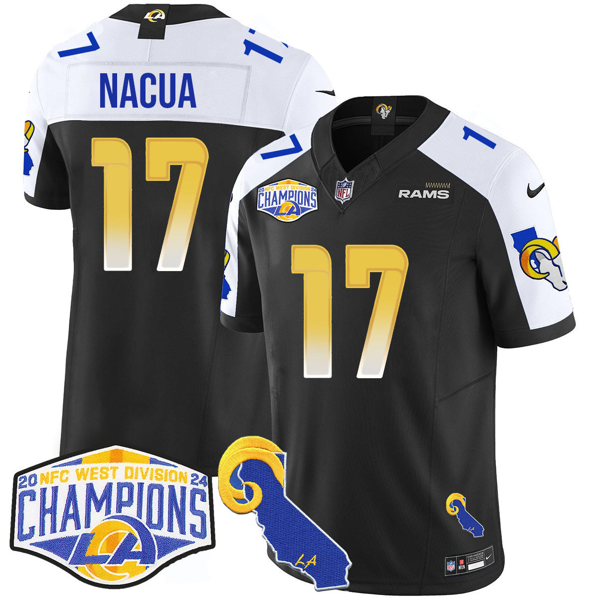 Los Angeles Rams 2024 NFC West Division Champions Jersey N1 - All Stitched