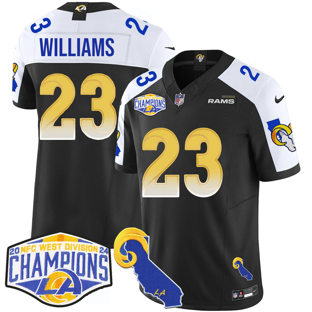 Los Angeles Rams 2024 NFC West Division Champions Jersey N1 - All Stitched