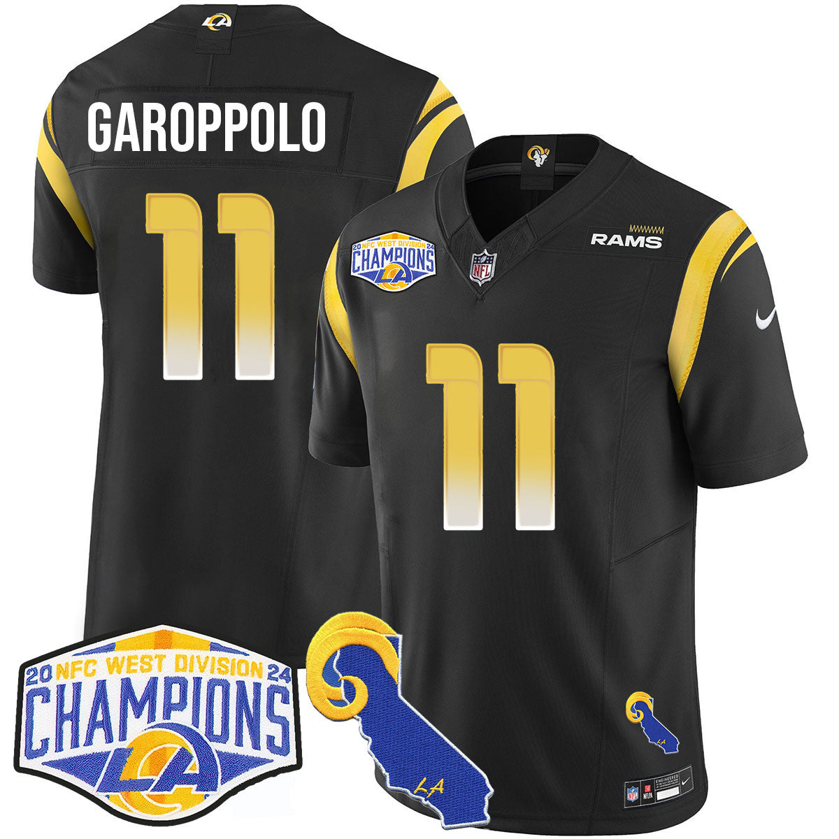 Los Angeles Rams 2024 NFC West Division Champions Jersey N1 - All Stitched