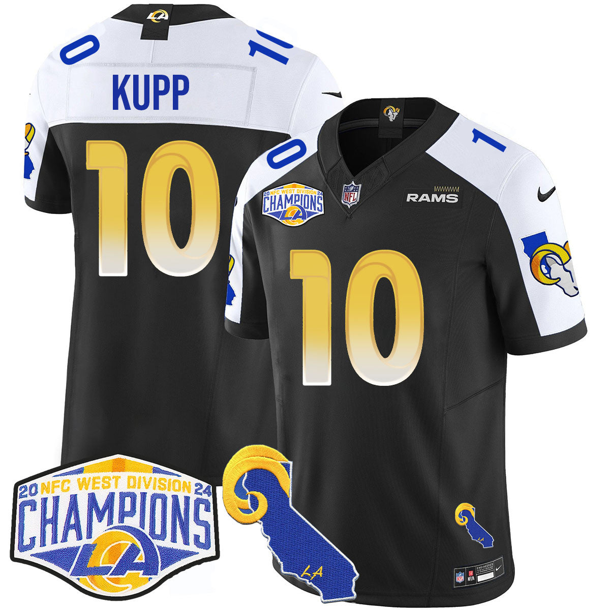 Los Angeles Rams 2024 NFC West Division Champions Jersey N1 - All Stitched