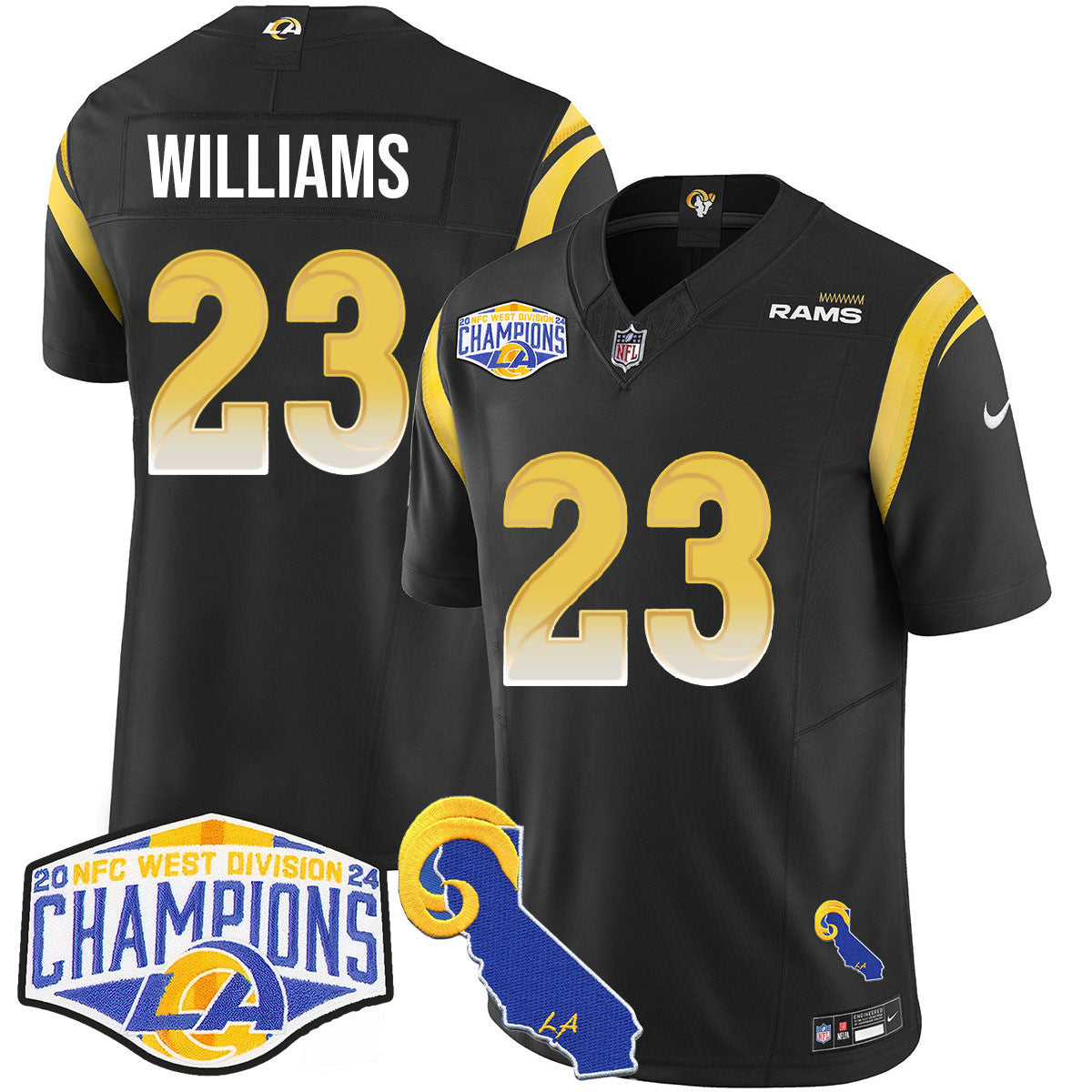 Los Angeles Rams 2024 NFC West Division Champions Jersey N1 - All Stitched
