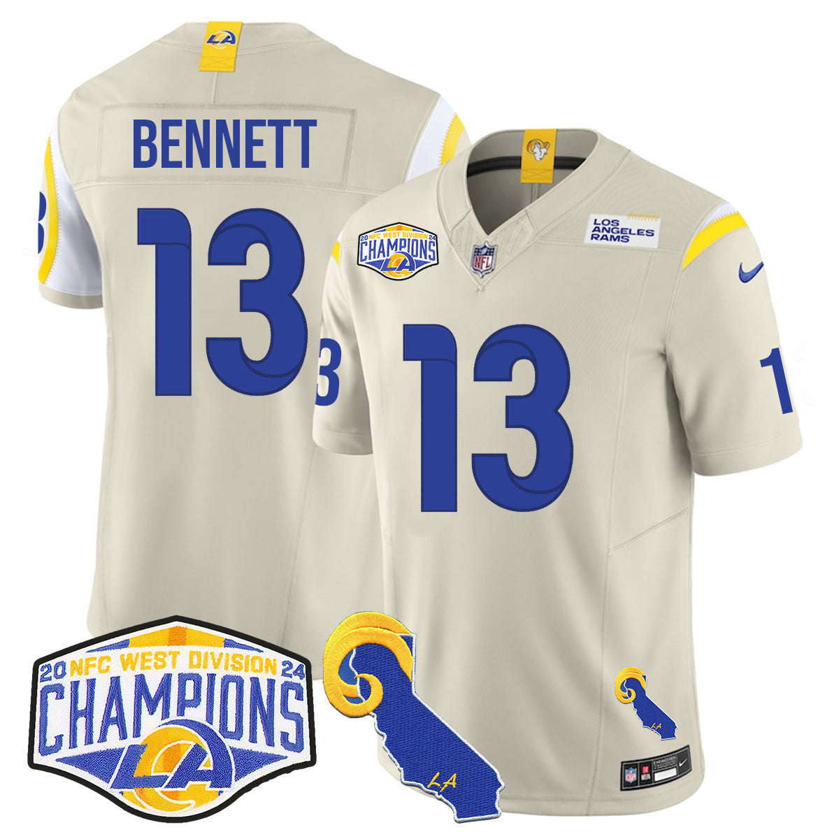 Los Angeles Rams 2024 NFC West Division Champions Jersey N1 - All Stitched
