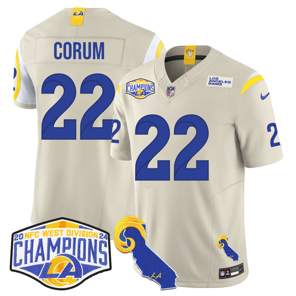Los Angeles Rams 2024 NFC West Division Champions Jersey N1 - All Stitched