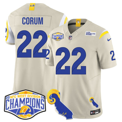 Los Angeles Rams 2024 NFC West Division Champions Jersey N1 - All Stitched