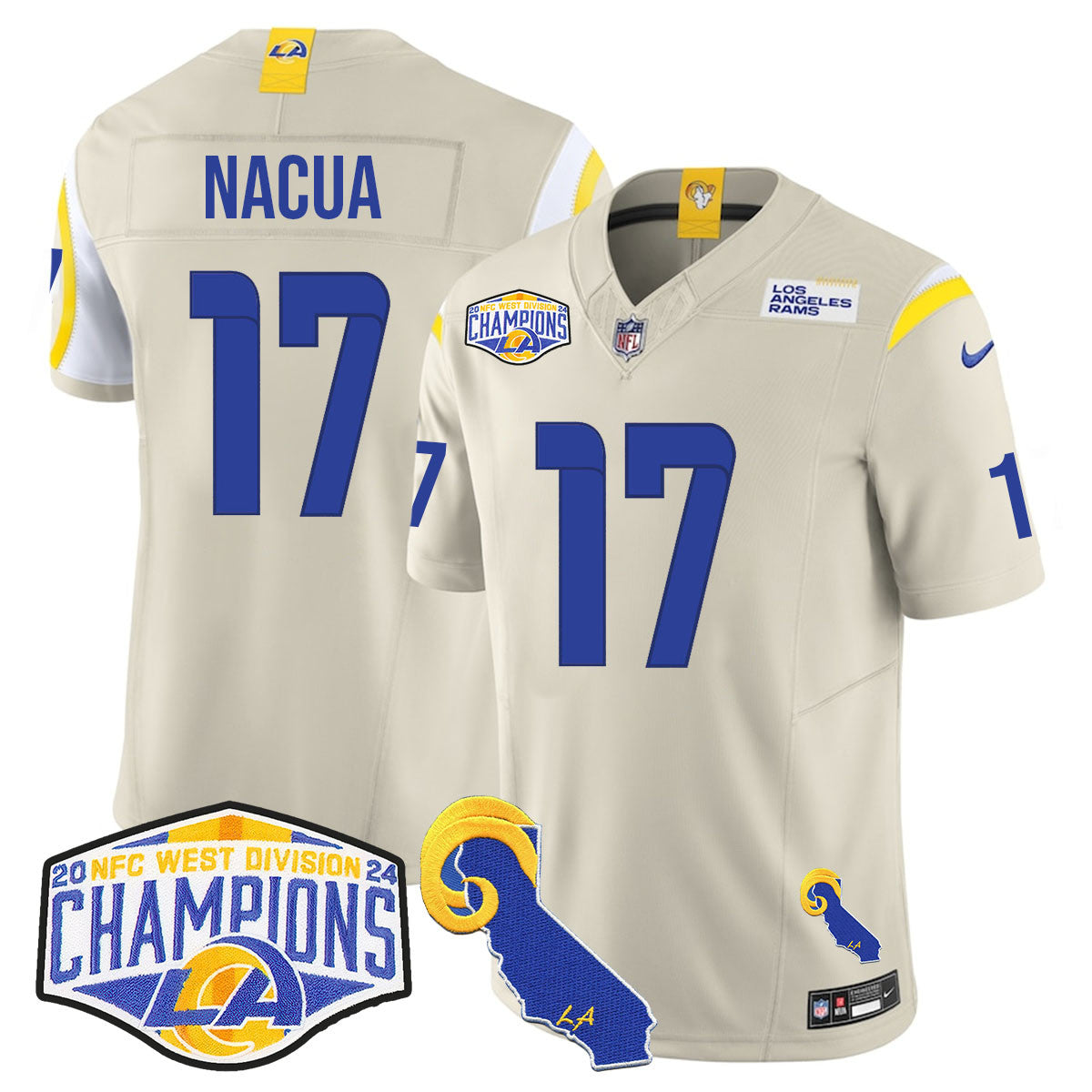 Los Angeles Rams 2024 NFC West Division Champions Jersey N1 - All Stitched