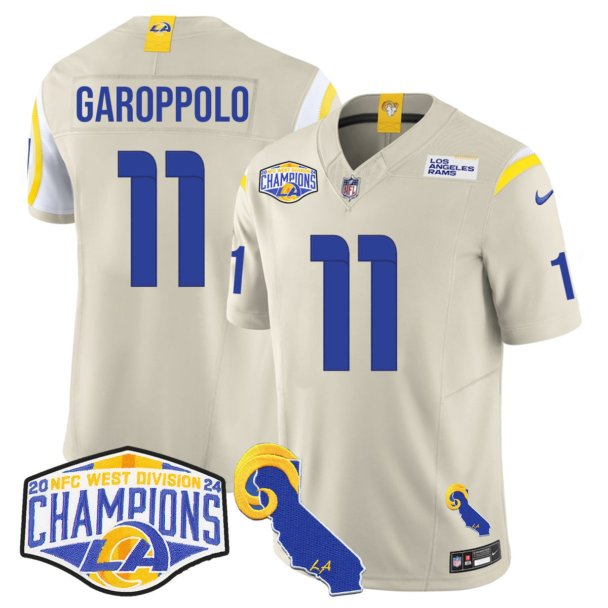 Los Angeles Rams 2024 NFC West Division Champions Jersey N1 - All Stitched