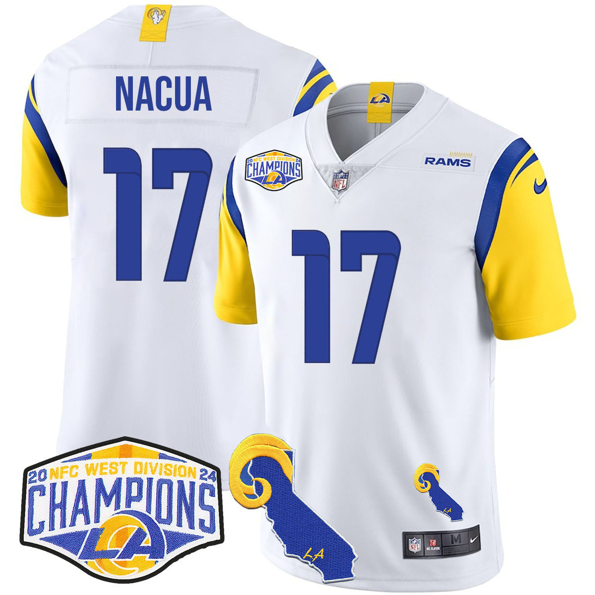 Los Angeles Rams 2024 NFC West Division Champions Jersey N1 - All Stitched