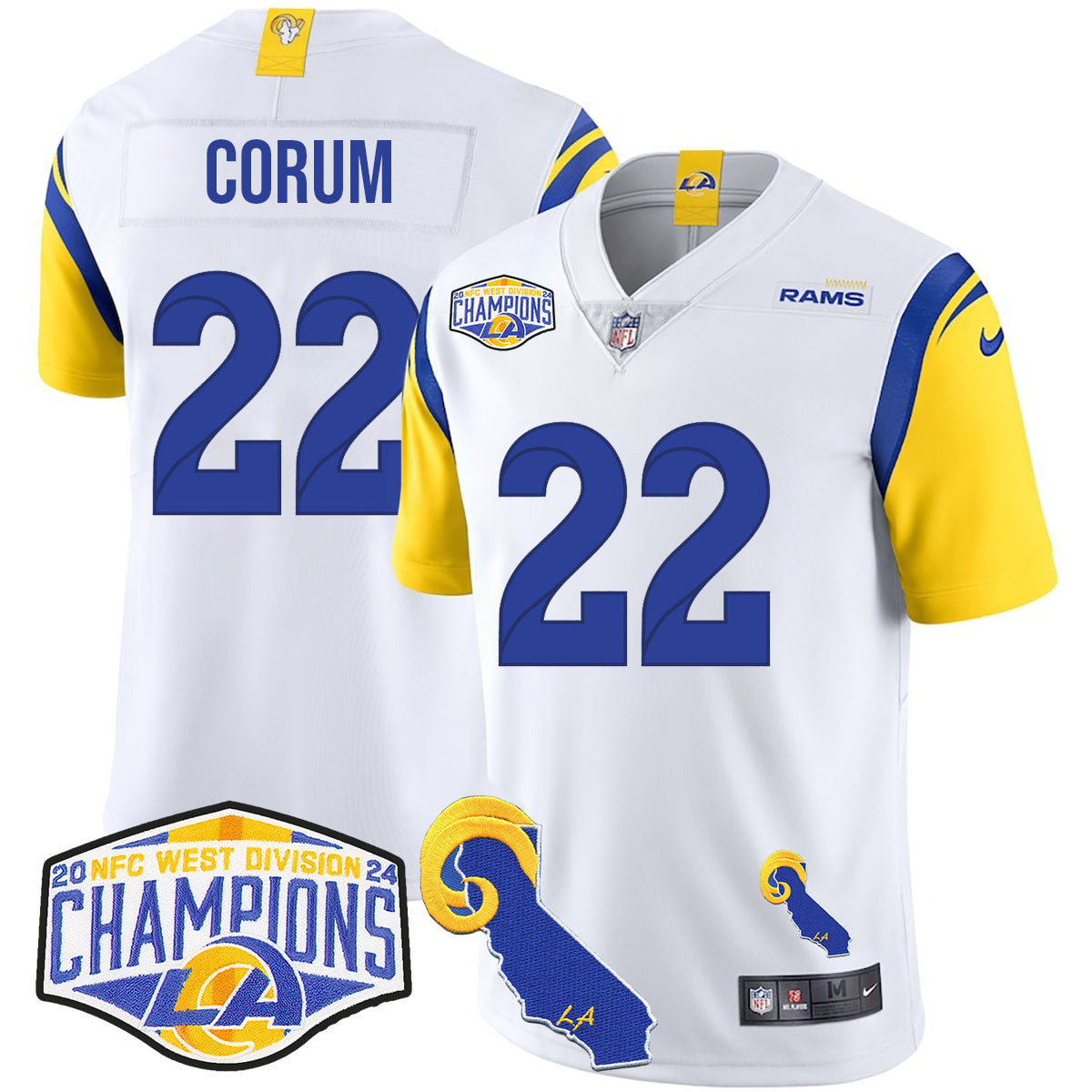 Los Angeles Rams 2024 NFC West Division Champions Jersey N1 - All Stitched