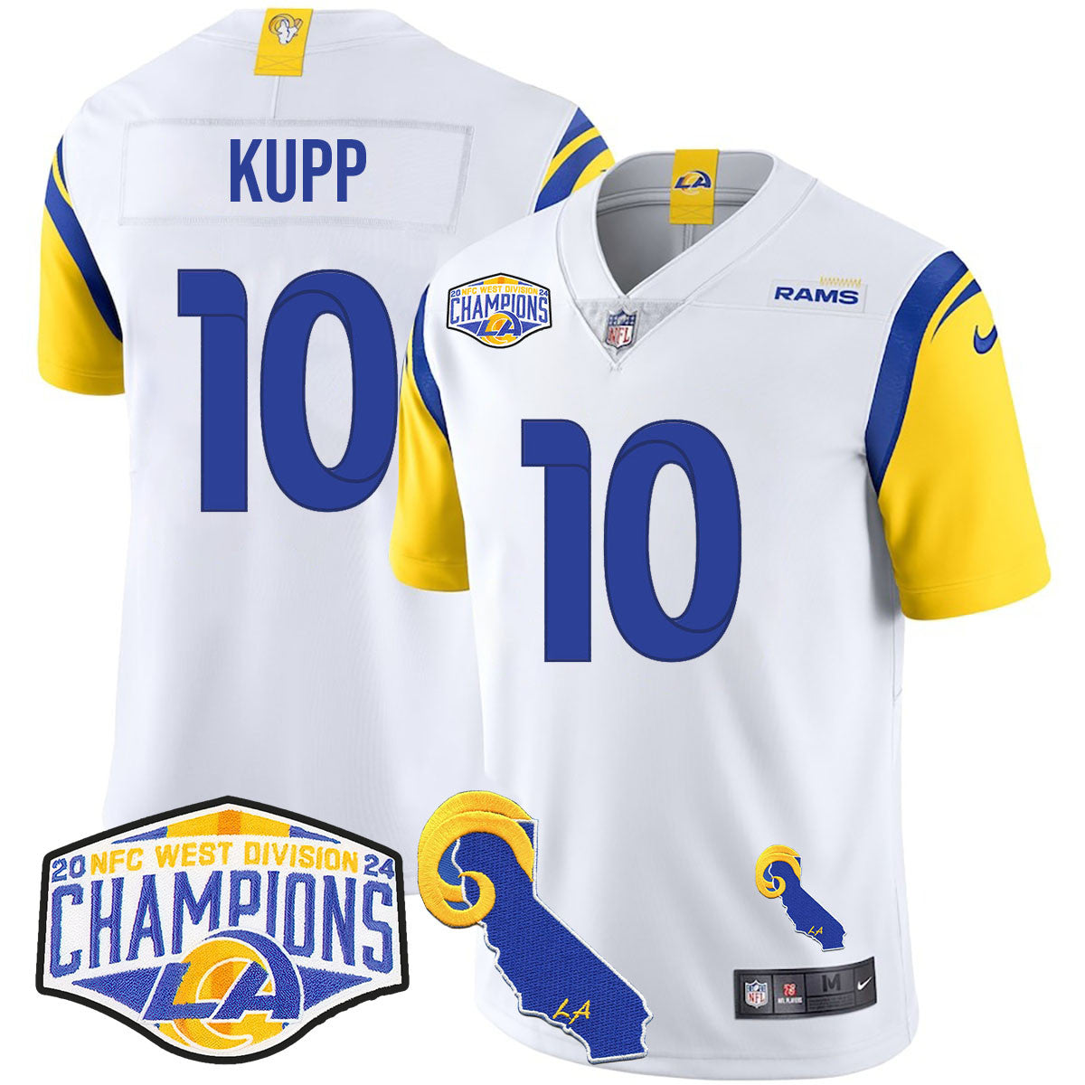 Los Angeles Rams 2024 NFC West Division Champions Jersey N1 - All Stitched