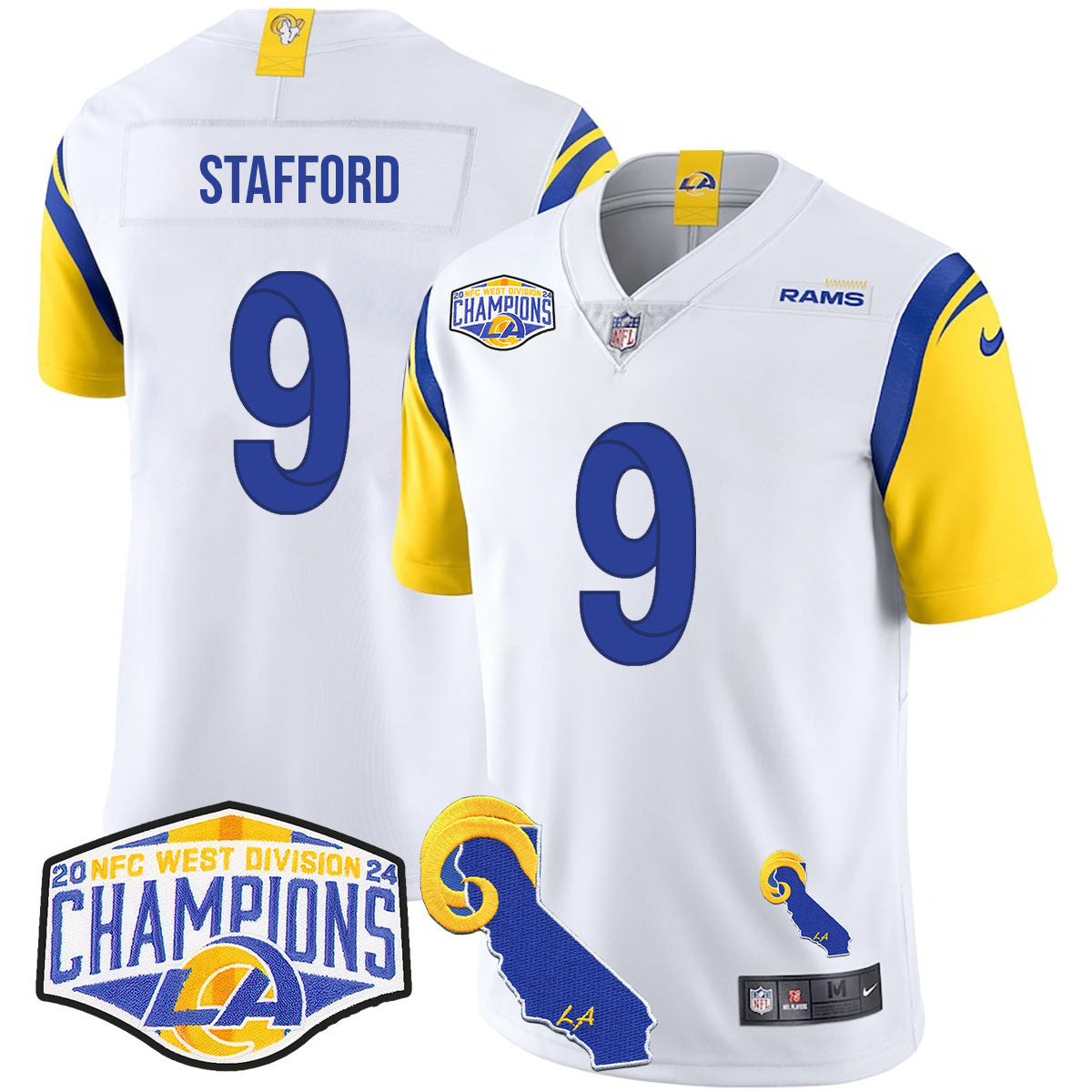 Los Angeles Rams 2024 NFC West Division Champions Jersey N1 - All Stitched