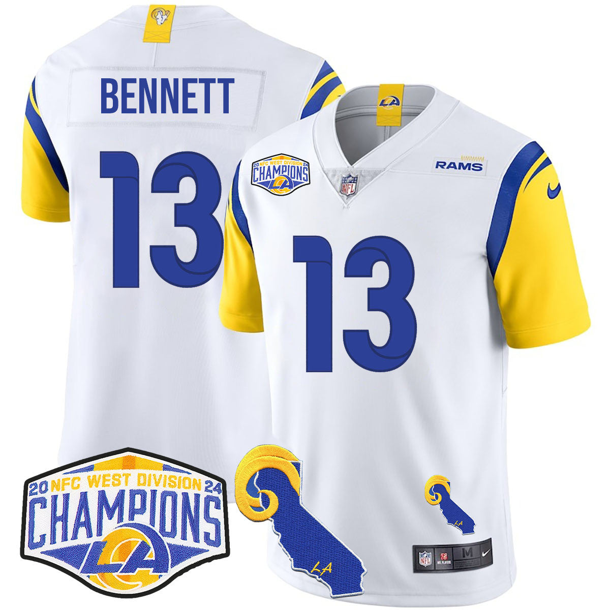 Los Angeles Rams 2024 NFC West Division Champions Jersey N1 - All Stitched