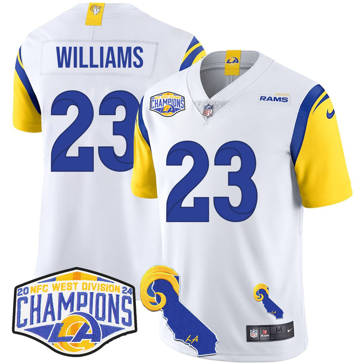 Los Angeles Rams 2024 NFC West Division Champions Jersey N1 - All Stitched