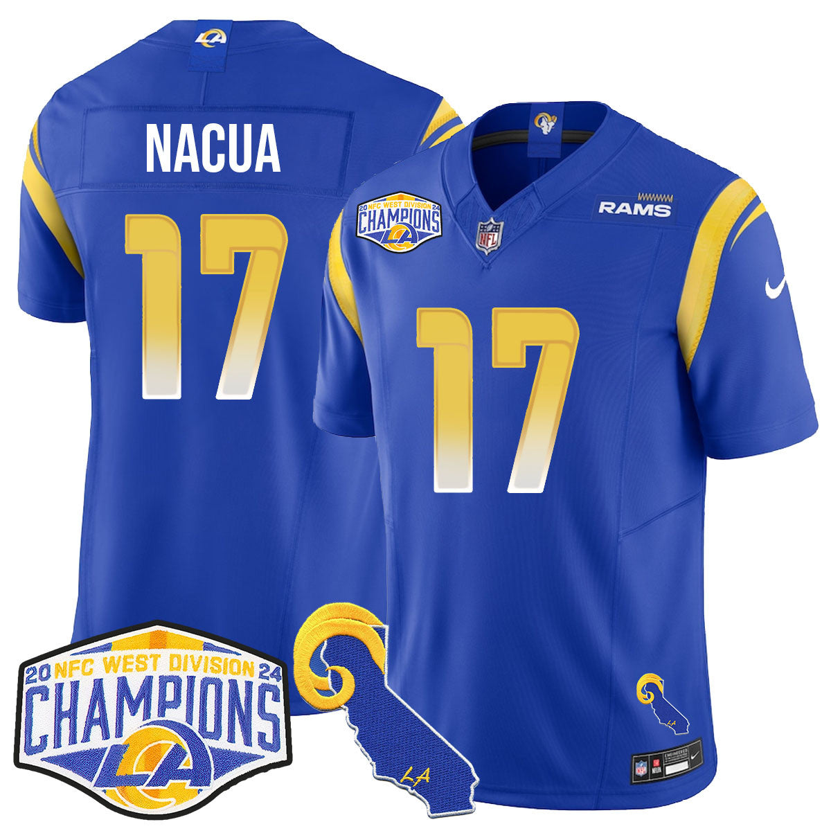 Los Angeles Rams 2024 NFC West Division Champions Jersey N1 - All Stitched