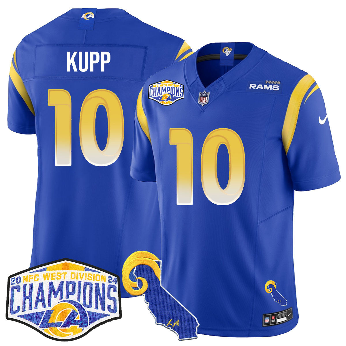 Los Angeles Rams 2024 NFC West Division Champions Jersey N1 - All Stitched