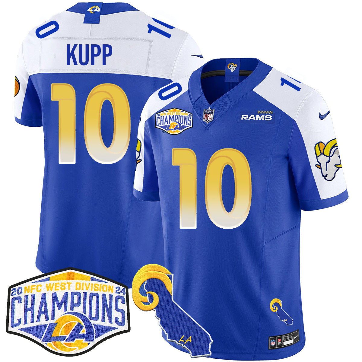Los Angeles Rams 2024 NFC West Division Champions Jersey N1 - All Stitched