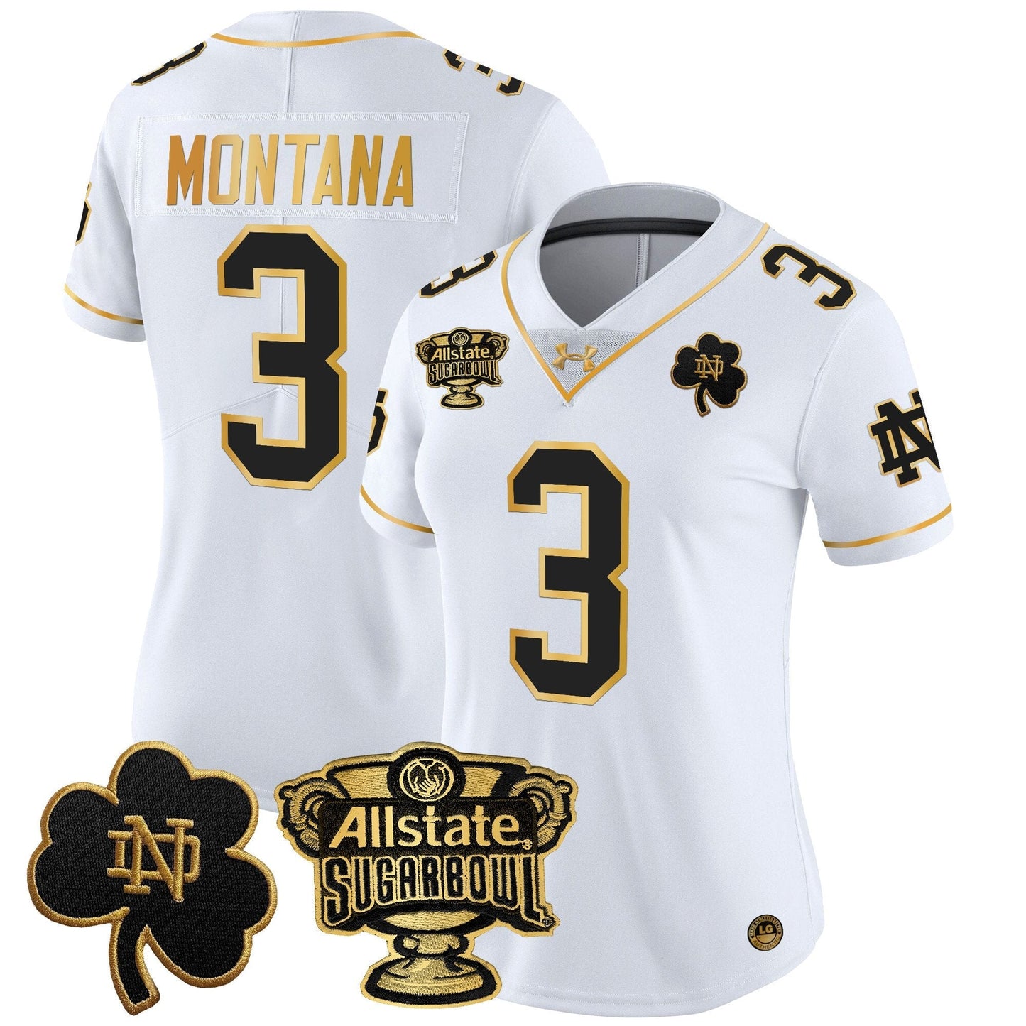 Women's ND 2024 Sugar Bowl Gold Patch Vapor Limited Jersey - All Stitched
