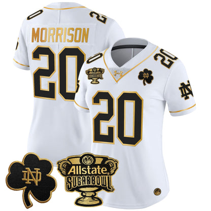 Women's ND 2024 Sugar Bowl Gold Patch Vapor Limited Jersey - All Stitched