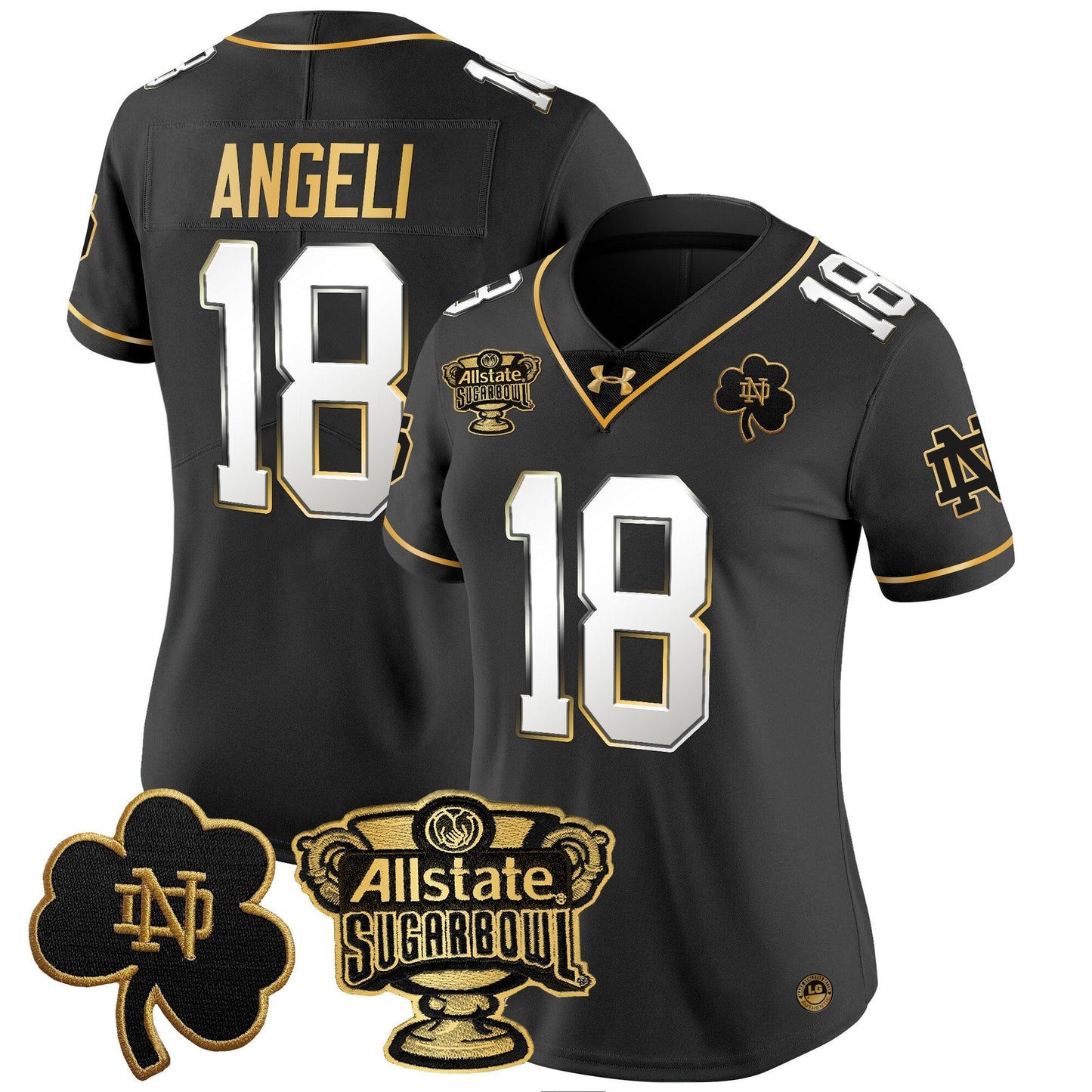 Women's ND 2024 Sugar Bowl Gold Patch Vapor Limited Jersey - All Stitched