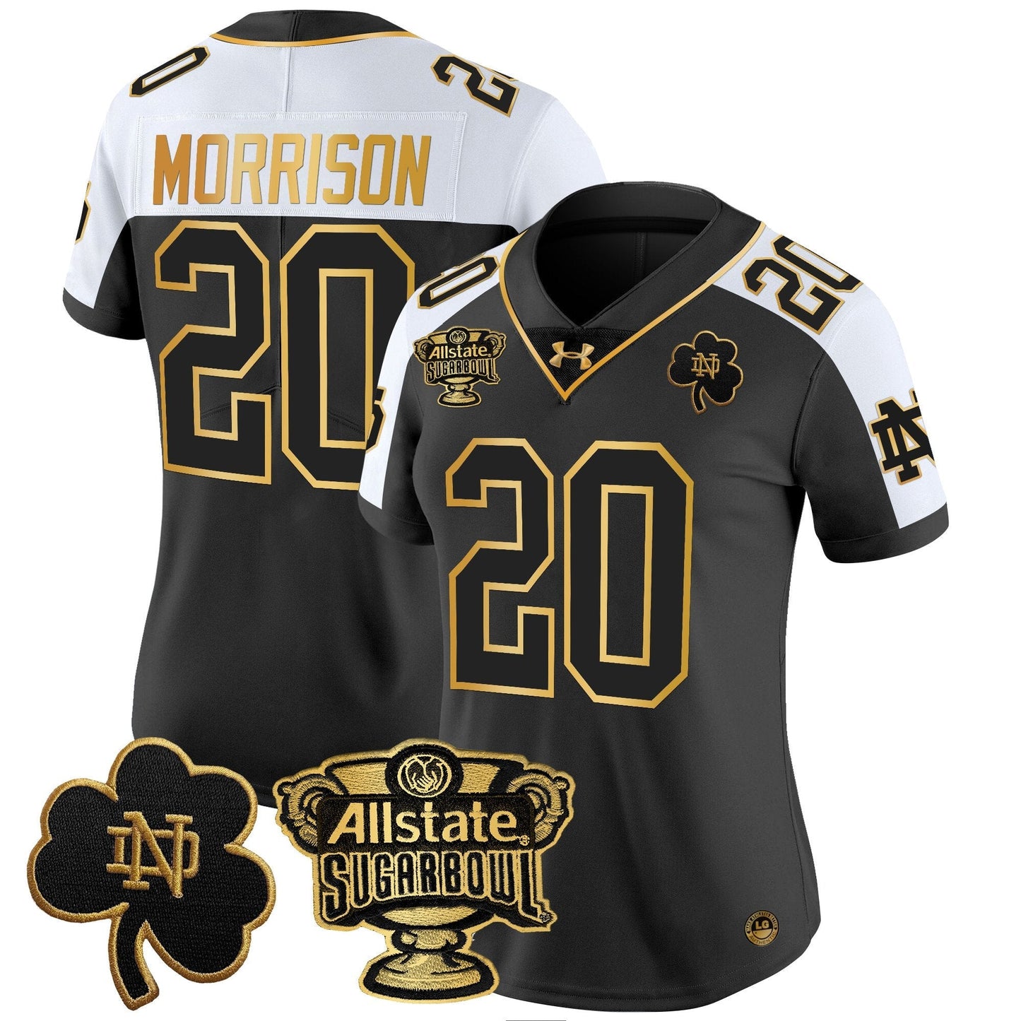 Women's ND 2024 Sugar Bowl Gold Patch Vapor Limited Jersey - All Stitched