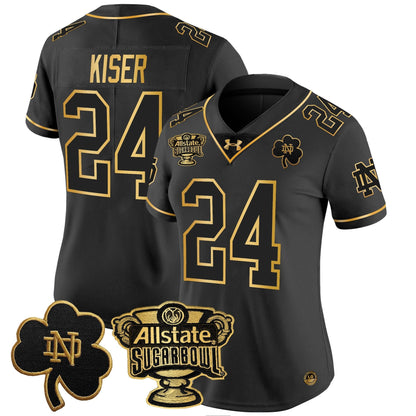 Women's ND 2024 Sugar Bowl Gold Patch Vapor Limited Jersey - All Stitched