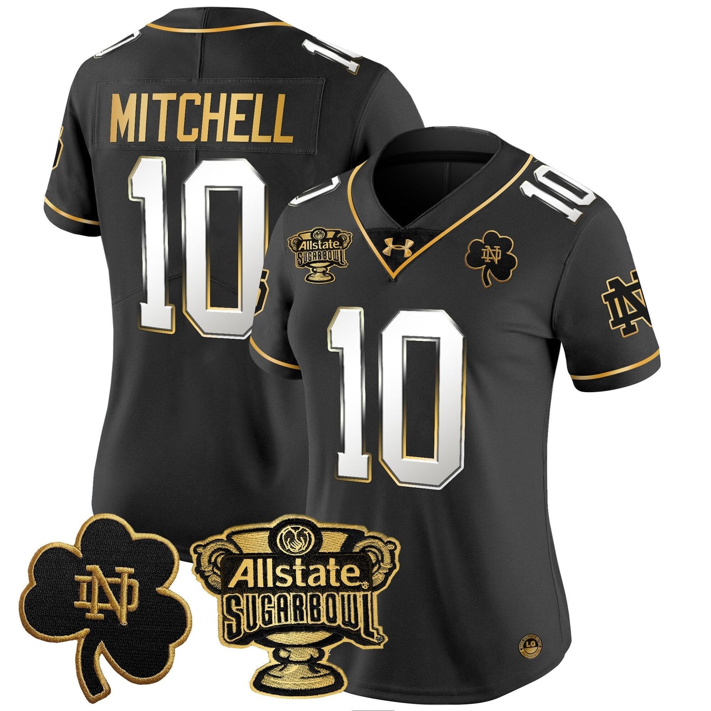 Women's ND 2024 Sugar Bowl Gold Patch Vapor Limited Jersey - All Stitched