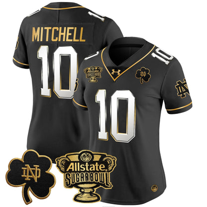 Women's ND 2024 Sugar Bowl Gold Patch Vapor Limited Jersey - All Stitched