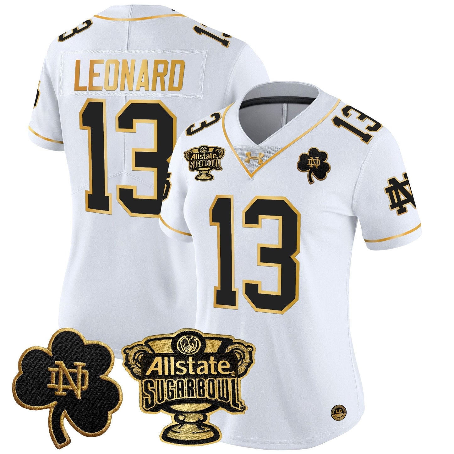 Women's ND 2024 Sugar Bowl Gold Patch Vapor Limited Jersey - All Stitched