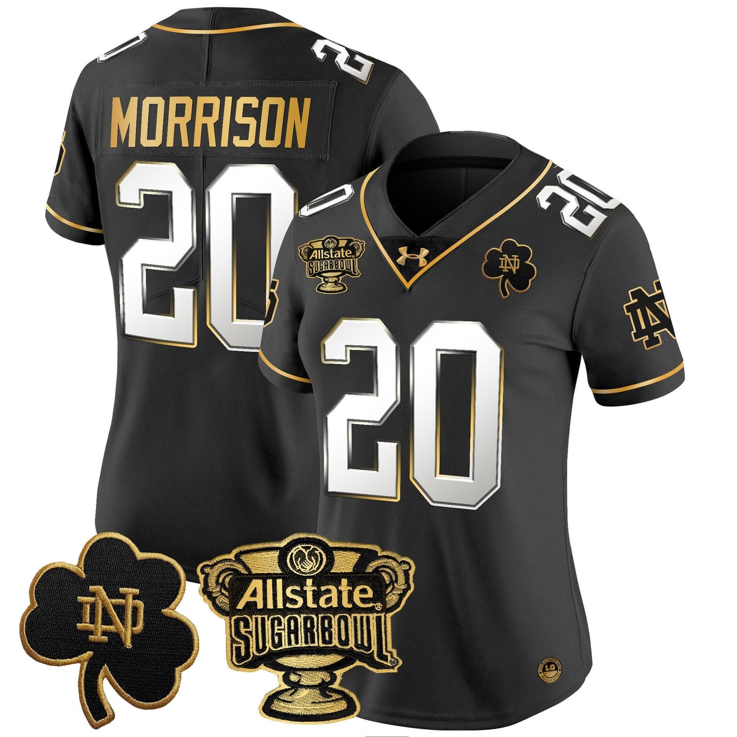 Women's ND 2024 Sugar Bowl Gold Patch Vapor Limited Jersey - All Stitched