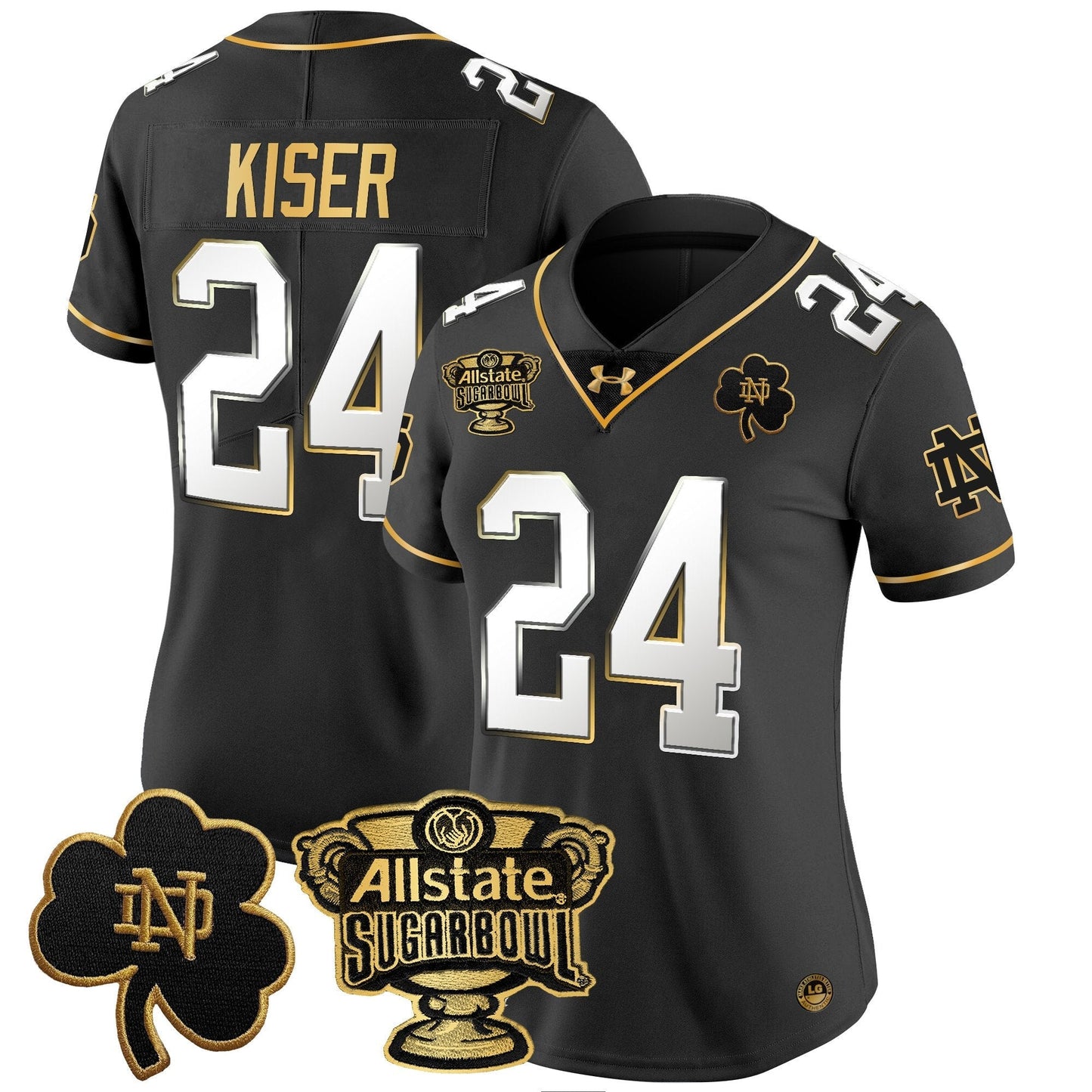 Women's ND 2024 Sugar Bowl Gold Patch Vapor Limited Jersey - All Stitched