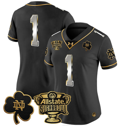 Women's ND 2024 Sugar Bowl Gold Patch Vapor Limited Jersey - All Stitched
