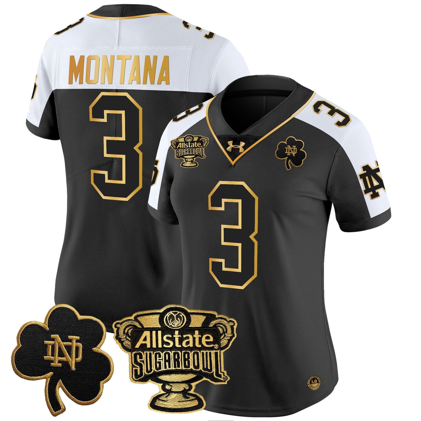 Women's ND 2024 Sugar Bowl Gold Patch Vapor Limited Jersey - All Stitched