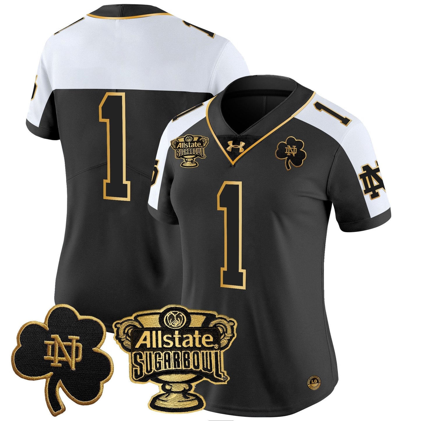 Women's ND 2024 Sugar Bowl Gold Patch Vapor Limited Jersey - All Stitched