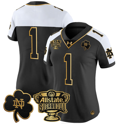 Women's ND 2024 Sugar Bowl Gold Patch Vapor Limited Jersey - All Stitched