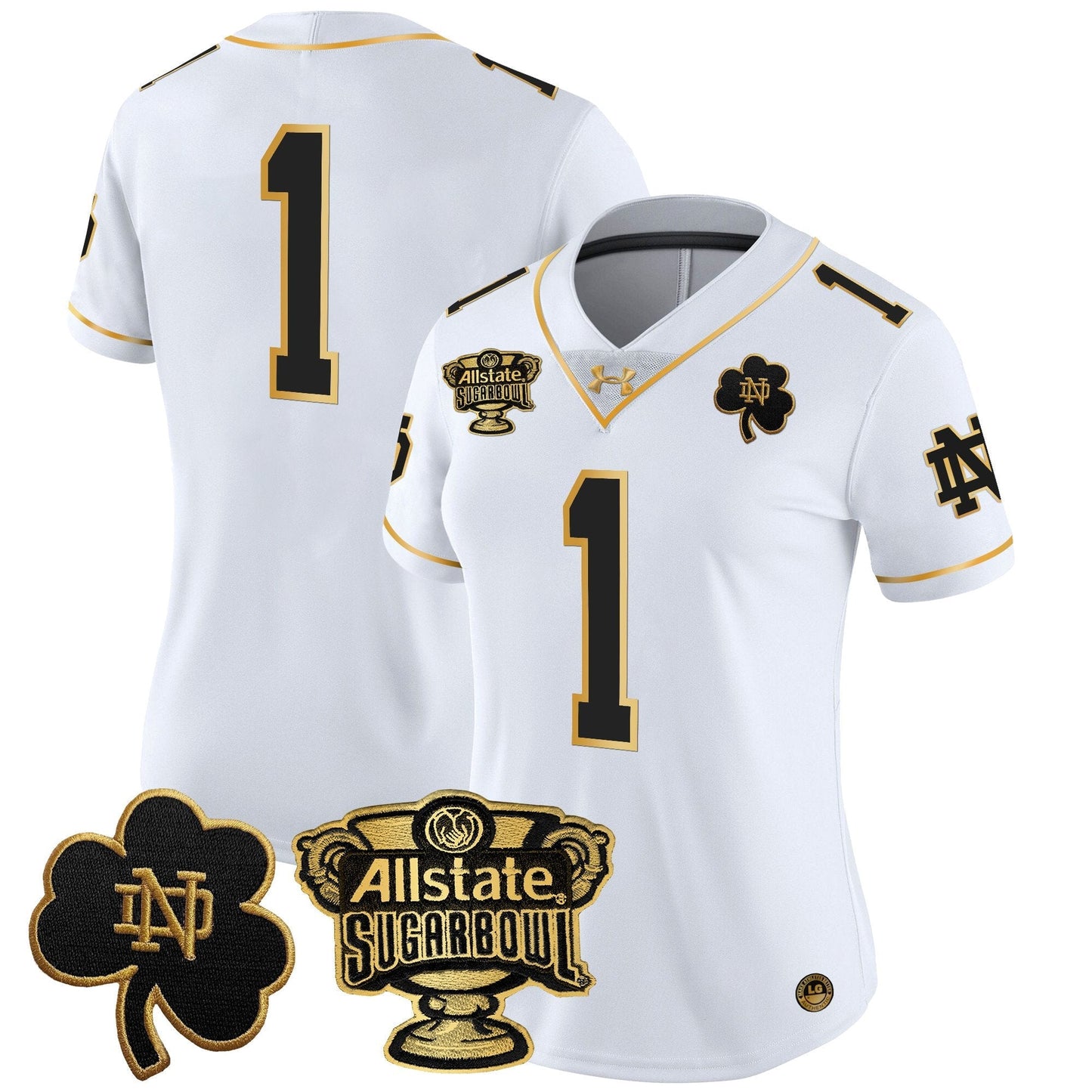 Women's ND 2024 Sugar Bowl Gold Patch Vapor Limited Jersey - All Stitched