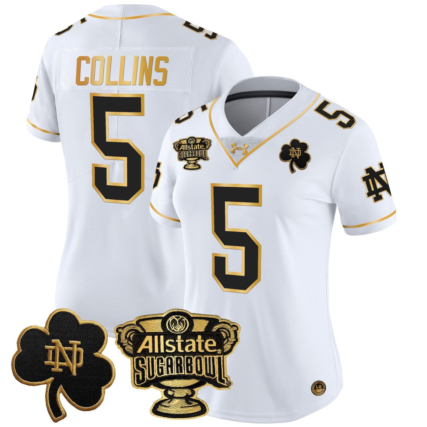 Women's ND 2024 Sugar Bowl Gold Patch Vapor Limited Jersey - All Stitched
