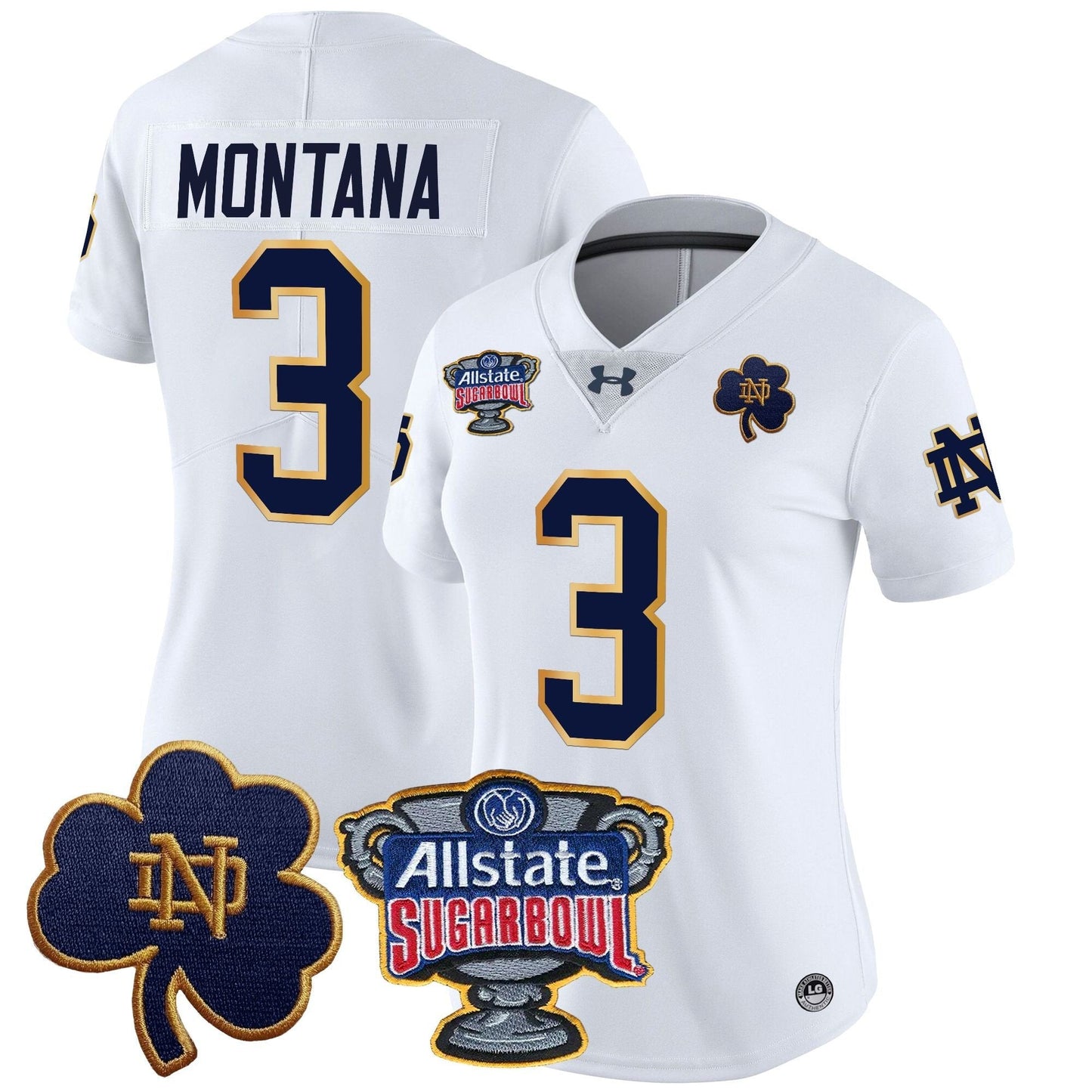 Women's ND 2024 Sugar Bowl Patch Vapor Limited Jersey - All Stitched