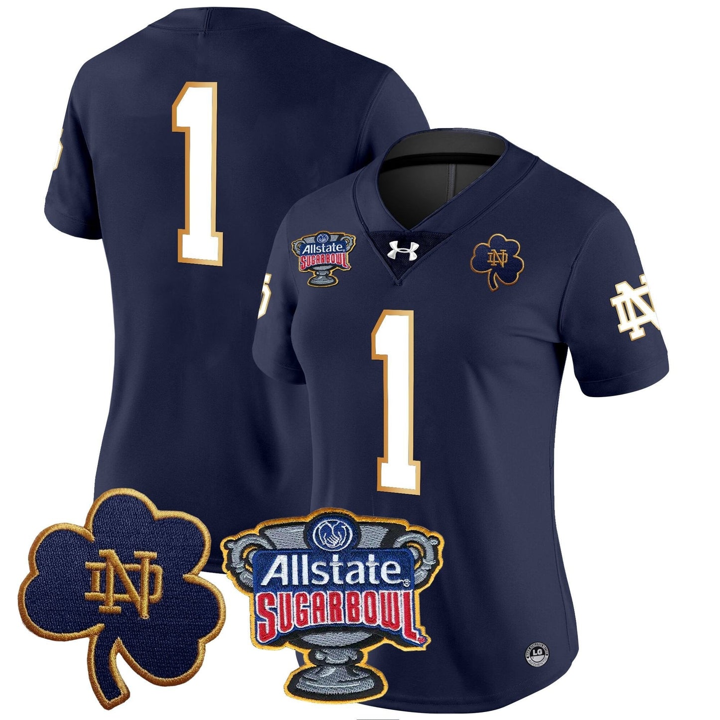 Women's ND 2024 Sugar Bowl Patch Vapor Limited Jersey - All Stitched
