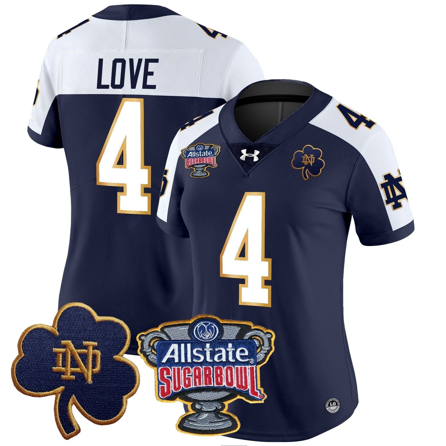 Women's ND 2024 Sugar Bowl Patch Vapor Limited Jersey - All Stitched