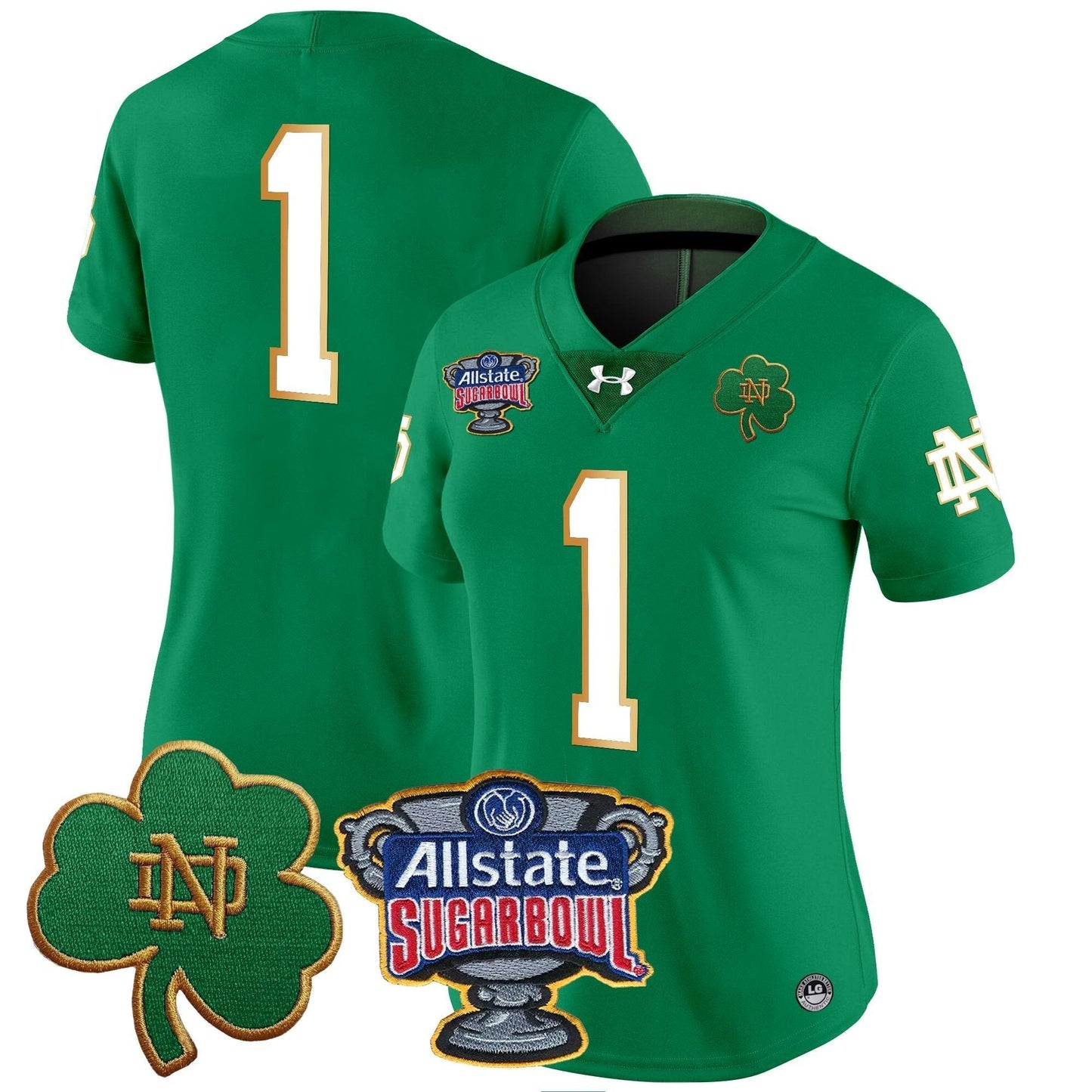 Women's ND 2024 Sugar Bowl Patch Vapor Limited Jersey - All Stitched