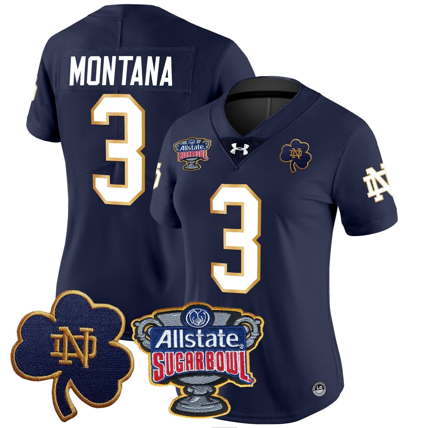 Women's ND 2024 Sugar Bowl Patch Vapor Limited Jersey - All Stitched