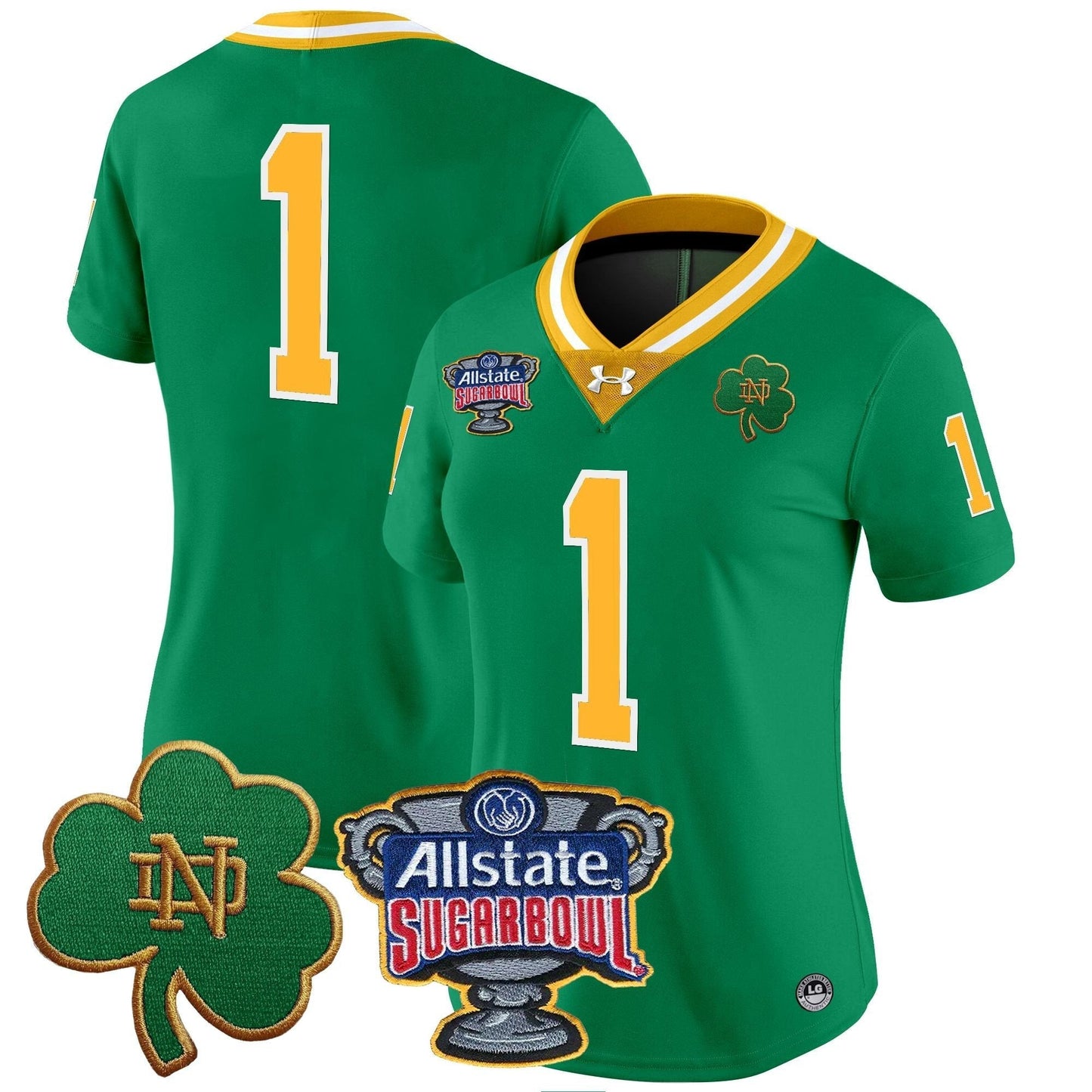 Women's ND 2024 Sugar Bowl Patch Vapor Limited Jersey - All Stitched
